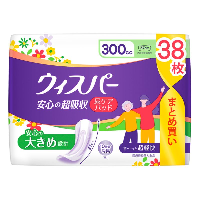 ウィスパー 安心の超吸収 300cc 38枚  P&Gジャパン合同会社 尿とりパッド 尿漏れパッド 尿取りパッド 介護パット 吸水パッド