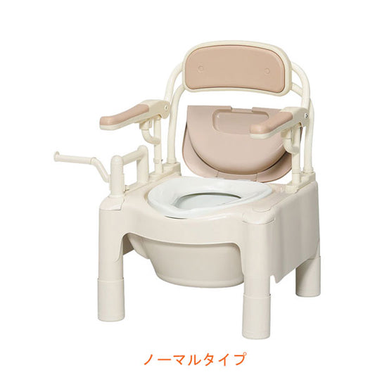 安寿 ポータブルトイレ FX-CPはねあげ “はねあげちびくまくん” ノーマルタイプ 534-500 アロン化成 (ポータブルトイレ 肘付き椅子 プラスチック 椅子) 介護用品