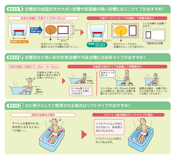 アロン化成 安寿 ステンレス製浴槽台R“あしぴた” ミニ ソフトクッションタイプ 10  536-470 (入浴用台 おふろ用品 浴槽内いす 介護 用 踏み台) 介護用品