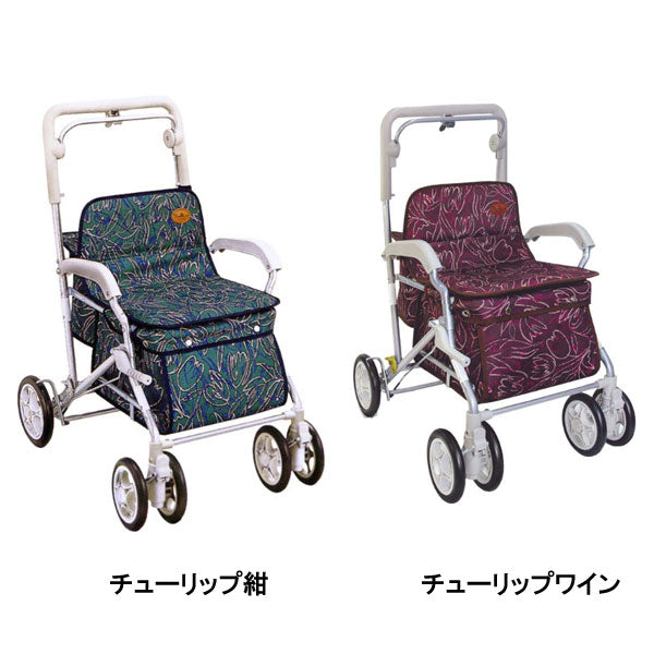 シルバーカー おしゃれ 散歩 シニア ユーメイト HGT 518 須恵廣工業 (折りたたみ) 介護用品 軽量 座れる コンパクト 歩行補助 買い物 ショッピングカー 老人車 手押し車 介護 人気 送料無料 高齢者 ギフ