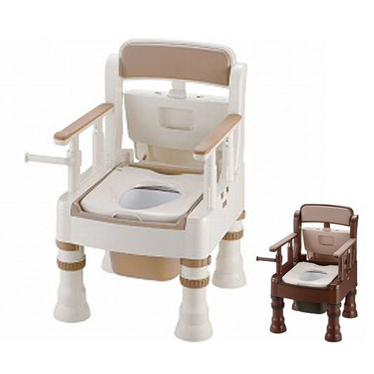 ポータブルトイレ きらく Mシリーズ ミニでか MS型 標準便座 リッチェル (ポータブルトイレ 介護 トイレ 肘付き椅子 プラスチック 椅子) 介護用品
