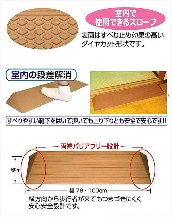 シンエイテクノ 段差解消スロープ ダイヤスロープ高さ1cm DS 76-10 ゴム製段差解消スロープ すべり止め付 介護 用 スロープ 介護用品