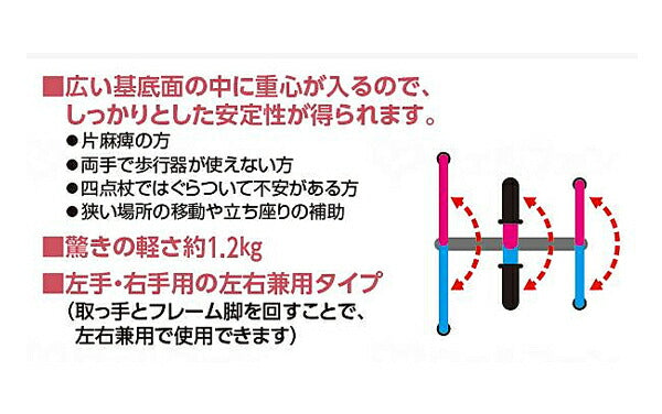 杖 ステッキ おしゃれ あゆめーる MgW 青墨 S M ウェルファン (介護 歩行器 歩行補助器 折たたみ 杖 つえ) 介護用品