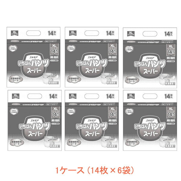 (1ケース) G エルモア いちばんパンツ スーパー XL 452121 1ケース (14枚×6袋) カミ商事 (介護 おむつ 紙パンツ) 介護用品