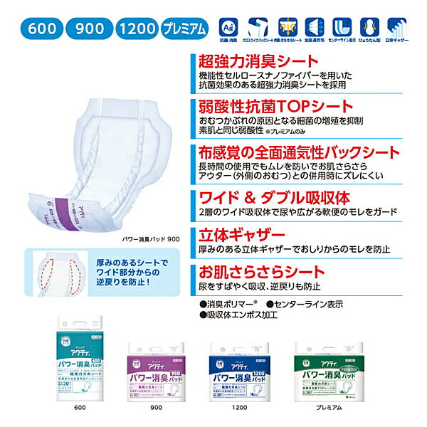 1ケース アクティ パワー消臭パッドプレミアム 84718 1ケース(30枚×3袋) 日本製紙クレシア (介護 尿ケア パッド) 介護用品