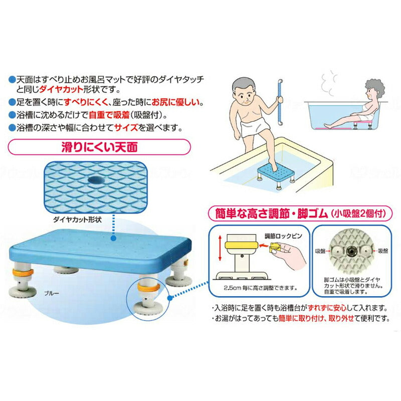 ダイヤタッチ浴槽台 コンパクトサイズ 15-25　SYC15-25 シンエイテクノ (お風呂用踏台 おふろ用品 浴槽内いす 介護 用 踏み台）介護用品