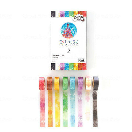 彩り水彩8色 マスキングテープ IR010068P 8色セット リンレイテープ (レクリエーション 趣味 リハビリ) 介護用品