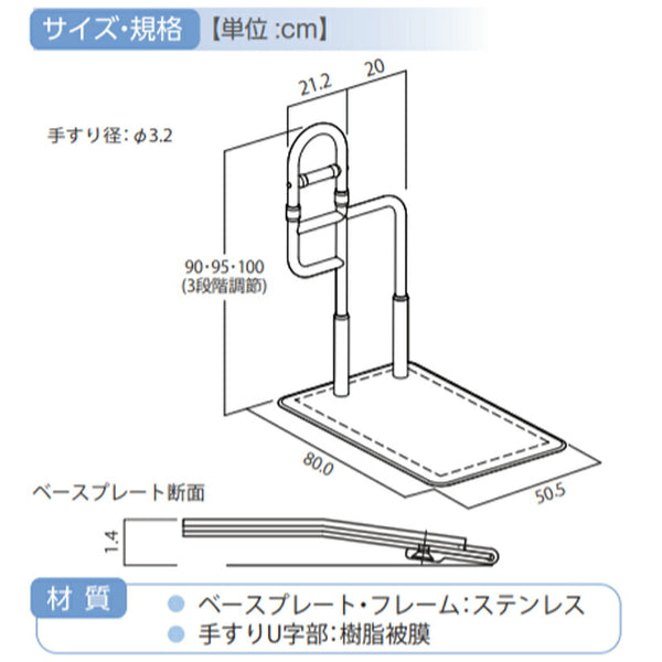 (代引き不可) U-ケア / シコク (立ち上がり手すり 立ち上がり補助手すり おきあがり 室内 転倒防止 ベッド 手すり) 介護用品