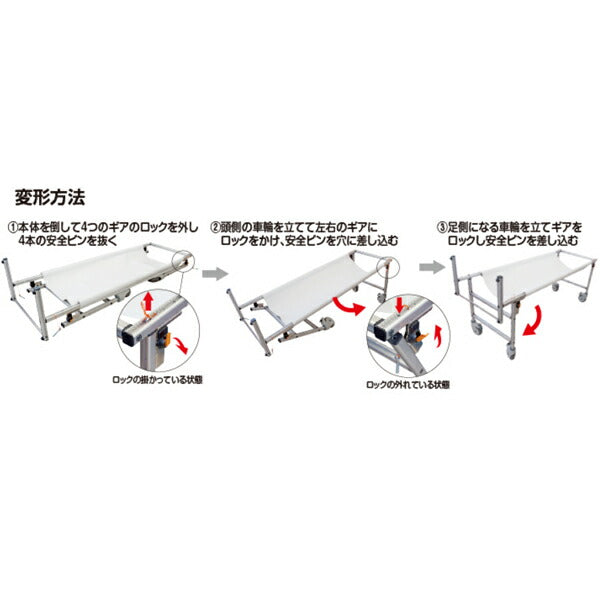 (施設・法人様送り限定 代引き不可) サポートキャリーストレッチャー脚部付 ロング SPC-TANKA-AS 常磐精工 (防災 救急 担架 災害対策) 介護用品