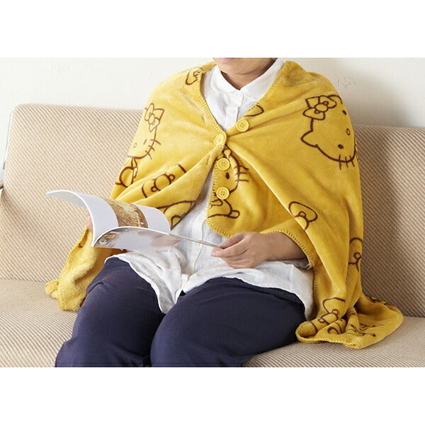 ひざ掛け (ハローキティ) イエロー 大 ウェルファン (ひざかけ 大きい あたたか かわいい) 介護用品 母の日 プレゼント