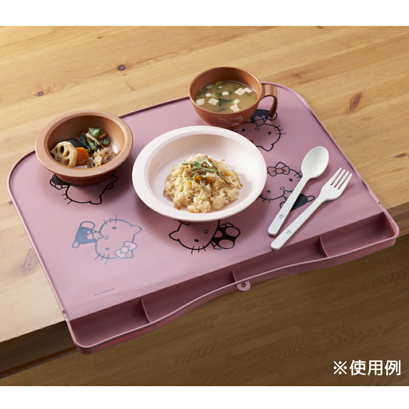 シリコーン製 お食事マット (ハローキティ) ピンク ウェルファン (食事 食べこぼし 洗える コンパクト かわいい) 介護用品