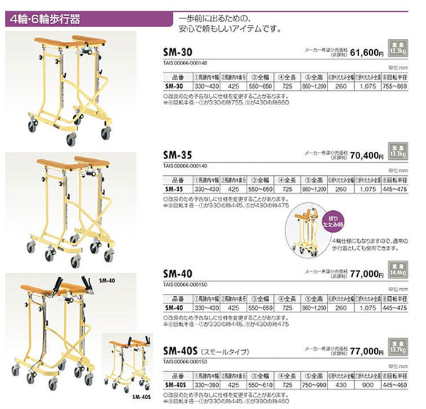 （代引き不可）らくらくウォーカーホップステップ SM-40 松永製作所 (歩行器 室内 ブレーキ付）介護用品