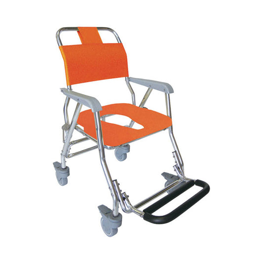 （代引き不可）睦三 シャワーキャリー LX  5002 標準座面 O型ソフトシート 4輪キャスタータイプ  (お風呂 椅子 浴用椅子 シャワーキャリー 背付き 介護) 介護用品