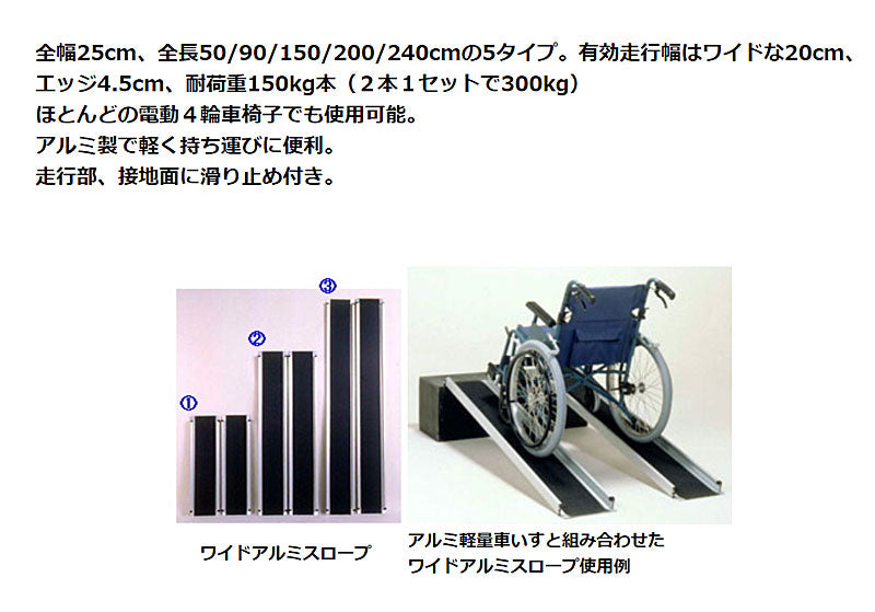 (代引き不可) イーストアイ ワイド・アルミスロープ EW200 200cm (車椅子 スロープ 段差解消スロープ 屋外用 段差スロープ 介護  スロープ 介護 用 スロープ) 介護用品