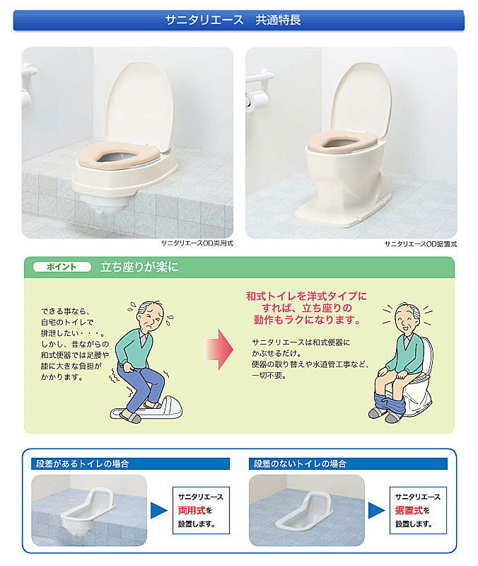 アロン化成 安寿 サニタリエース OD 据置式 標準タイプ 533-403 533-404 (和式トイレを洋式に 簡易トイレ 介護 トイレ –  介護用品専門店 eかいごナビ