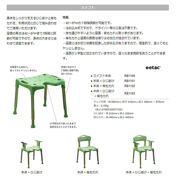 相模ゴム工業 シャワーチェア　スイフトＲＢ１１００(シャワーベンチ　入浴用イス　お風呂用いす　入浴用品) 介護用品