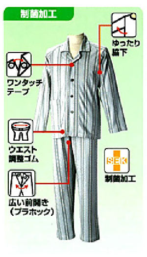 介護 パジャマ ねまき 紳士 長袖パジャマ 紳士セット 通年用 SB2727 グンゼ  (介護用 パジャマ 綿100% オールシーズン）介護用品 介護用パジャマ 動きやすい 介護用衣料 高齢者 シニア  用 春夏秋冬