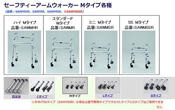 イーストアイ セーフティーアームウォーカー Mタイプ スイングキャスタータイプ スタンダードタイプ SAWMR (介護 歩行器 歩行補助器 折たたみ) 介護用品