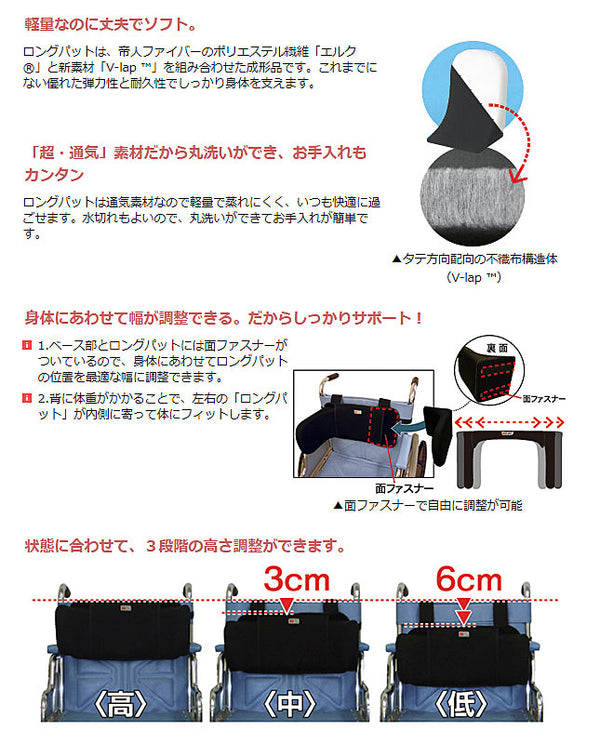 FC-フィット 背用 ロングパッドのみ2ヶ1セット アイ・ソネックス (車いす クッション 姿勢保持) 介護用品