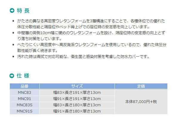 (代引き不可) モルテン ナッキー MNC91 幅91cm (ウレタンマット 体圧分散 介護ベッド 防水) 介護用品