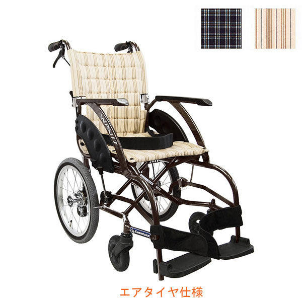 (代引き不可) カワムラサイクル アルミ介助式車いす WAVit (ウェイビット) WA16-40・42A エアタイヤ仕様 (コンパクト 折りたたみ) 介護用品