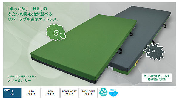 (代引き不可)メリー＆ハリー 900 LONG(900ロング)  CR-683 (幅90×長さ205×厚さ9cm) ケープ (ウレタンマット リバーシブル 通気性 体圧分散 床ずれ予防 丸洗いok 介護) 介護用品