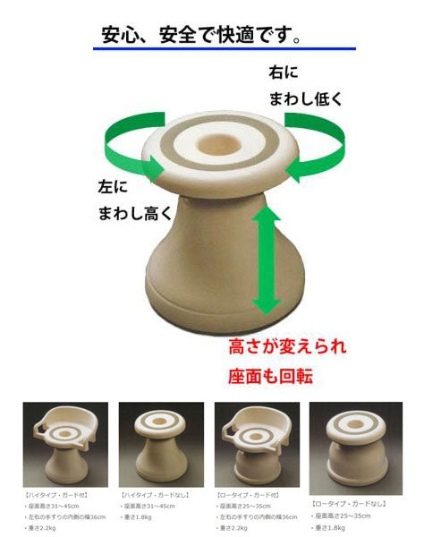 (代引き不可) シャワーベンチ 回転いす ユーランド ガードなし・ハイタイプ A型 U001 川崎化工 (風呂 送料無料) 介護用品