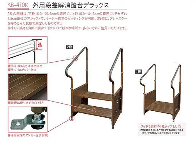 代引き不可)外用段差解消踏台デラックス KB-410K 1段2段兼用タイプ