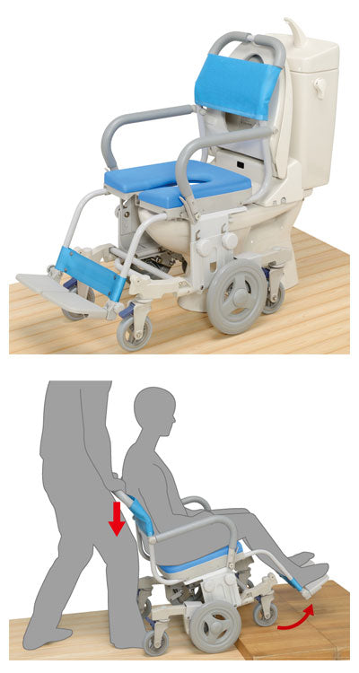 (法人様限定 代引き不可) シャトレチェア6輪 O型シート SW-6080 ウチヱ (お風呂 椅子 浴用 シャワーキャリー 背付き 介護 椅子) 介護用品