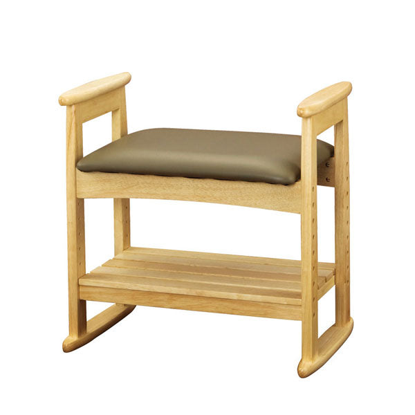 肘付スツール W-5H ナチュラル 弘益 (介護 椅子 いす) 介護用品