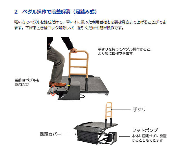 代引き不可) モルテン リーチ スモールタイプ (足踏み式) MREALTS (車いす用段差解消機 据え置き型コンパクトリフト 車いす用昇 –  介護用品専門店 eかいごナビ