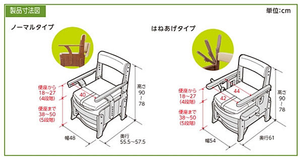 アロン化成 安寿 家具調トイレ セレクトR 自動ラップ はねあげ 533-943 標準便座 (ポータブルトイレ 肘付き椅子 プラスチック 椅子 天然木 キャスター付き) 介護用品