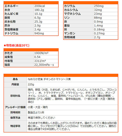 介護食 レトルト かまなくてよい なめらか定食 チキンのトマトソース煮 225g 介護用品