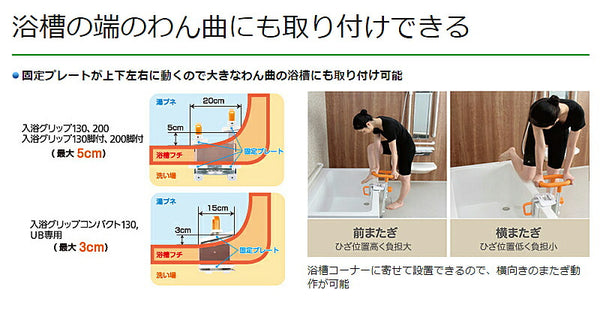 入浴グリップ ユクリア ユニットバス専用コンパクト 130脚付S PN-L12313 パナソニック エイジフリー (入浴 浴槽移動 移乗手すり 風呂 手すり) 介護用品