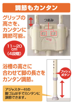 ユニットバス対応浴槽手すり UST-130UBショート アロン化成 (入浴用手すり お風呂用手すり 入浴用クリップ) 介護用品