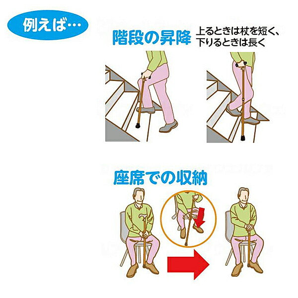 無段階伸縮ステッキ 77-1　77-C2　77-F2　77-F1 島製作所 (ステッキ 杖 歩行補助 伸縮 介護) 介護用品