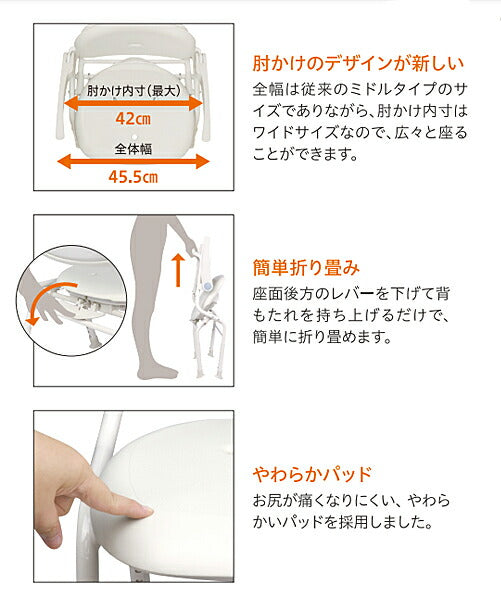 ユニプラス ミドルシャワーチェア BSU15 幸和製作所 (介護用 風呂椅子 介護 浴室 椅子) 介護用品