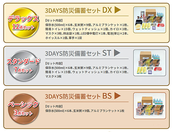 (代引き不可) 3DAYS 防災備蓄セットDX デラックス 12点セット BBS-DX タイカ 介護 災害対策 備蓄用 介護用品