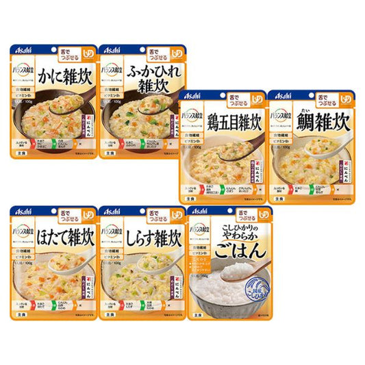 アサヒグループ食品 バランス献立 舌でつぶせる 主食7種×6個セット (区分3 舌でつぶせる 介護食) 介護用品