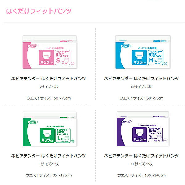 介護用 オムツ 大人用紙おむつ パンツ型 ネピアテンダー はくだけフィットパンツ XL　49700　22枚 王子ネピア 介護用品