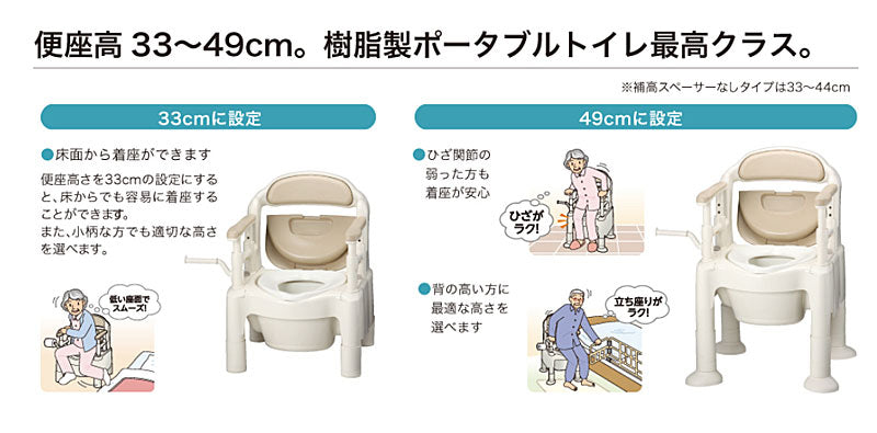 ポータブルトイレ 介護用 介護 トイレ 安寿 背もたれ付 FX-CP “ちびくまくん”  標準便座 ノーマルタイプ 533-550 533-330 アロン化成 (安寿ポータブルトイレ fx-cp 肘付き椅子 プラスチック 椅子 )  介護用品